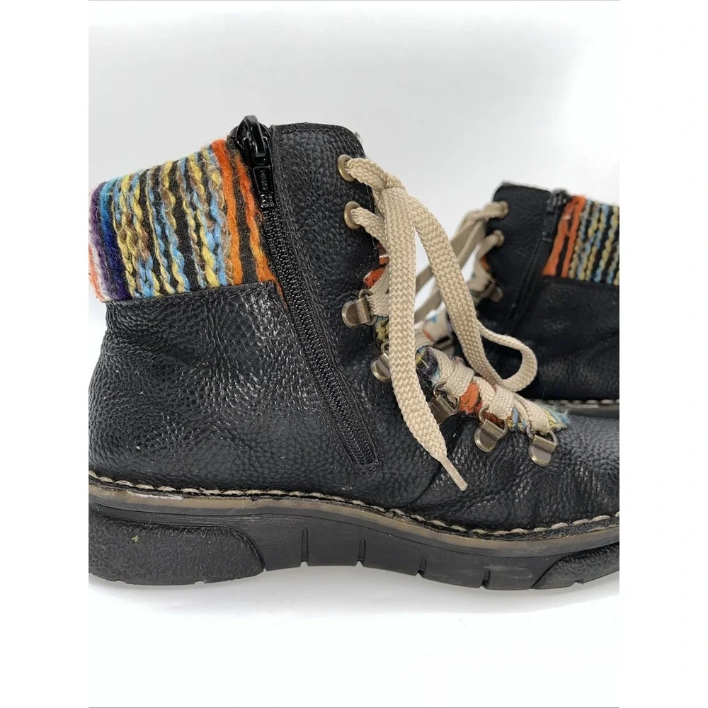 Rieker Winter Boots Womens 36 Felicitas Multicolor Leather‎ Lace Up Round Toe